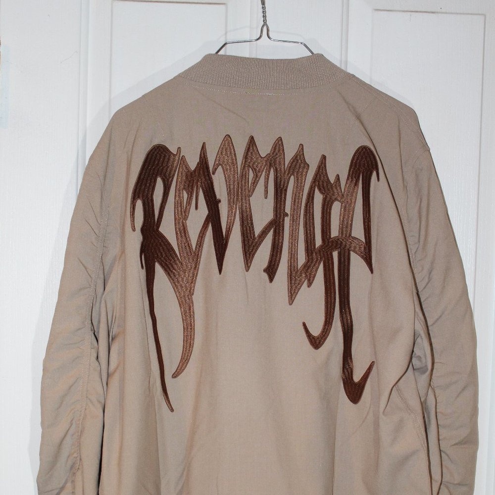 Revenge Embroided Nylon Bomber Tan